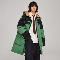 限尺码eptison衣品天成冬季男女国潮工装风撞色中长款防寒保暖连帽