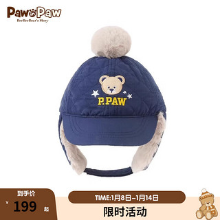 Paw in Paw PawinPaw卡通小熊童装20款男童女童帽子针织保暖帽 藏青色/59 052