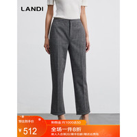 蓝地(LANDI)【总监衣橱】LANDI深灰细格纹高腰修身西装裤女冬长裤 深灰 M