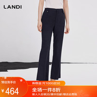 蓝地（LANDI）【总监衣橱】LANDI藏蓝色高腰微喇修身西装裤女冬长裤 藏蓝 L