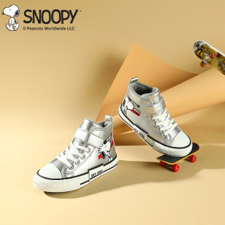 SNOOPY 史努比 童鞋儿童板鞋高帮冬季加绒保暖运动鞋男童二棉鞋休闲鞋