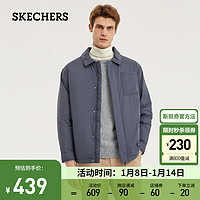 斯凯奇（Skechers）2023男子梭织短款羽绒外套轻便运动休闲夹克L323M055 墨灰色/00W5 L