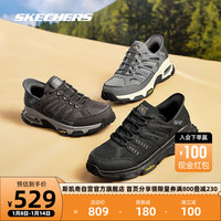 斯凯奇Skechers男鞋闪穿气垫缓震户外越野徒步跑步运动鞋237322 灰色/黑色/GYBR 41