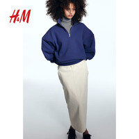 H&M女装半身裙轻便舒适修身高腰铅笔半身裙1199991 奶油色 155/60A (XXS)