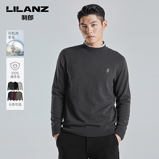 LILANZ 利郎 冬季100%绵羊毛衫半高圆领2023新款男士打底毛衣