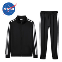 NASADKGM 上衣男套装男女同款休闲运动秋冬时尚流行显瘦裤子两件套 黑色 3XL 体重(145斤-165斤)