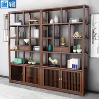 唐辑实木博古架新中式客厅阳台茶室茶具置物架橡木中抽一对196cm 橡木中抽一对196*30*196