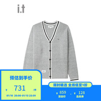 :CHOCOOLATE it 男装排扣针织衫时尚学院风开衫4191X BK2/灰色 M