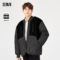 抖音超值购：Semir 森马 男士棉服外套夹克冬季撞色仿羊羔绒秋冬保暖时尚休闲男子潮流