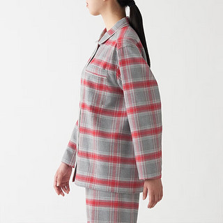 MUJI 無印良品 无印良品（MUJI）女式 无侧缝法兰绒 睡衣 家居服套装  灰色X格子 S-M