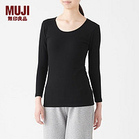 MUJI 無印良品 无印良品 女式使用了棉的冬季内衣 U领八分袖T恤