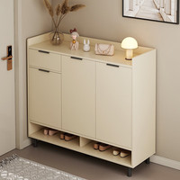 LEZAO 乐造 鞋柜家用门口入户玄关柜奶油风室内收纳柜客厅简易鞋柜 奶白香槟色90