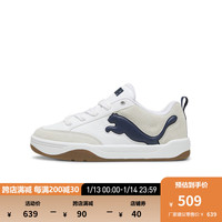 彪马（PUMA） 男女同款复古休闲鞋 PARK LIFESTYLE SD 395022 白-海军蓝-灰色-04 35.5