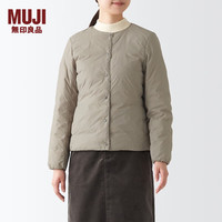 無印良品 MUJI 無印良品 女式 便携式 无领羽绒夹克女款轻薄冬季内搭羽绒服BDC31C2A 浅棕色 L