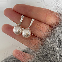 高级感锆石珍珠耳钉女法式韩国复古个性简约百搭气质时尚耳环耳饰