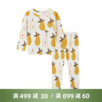 Milkbarn2024儿童睡衣宝宝春秋家居服套装婴儿纯棉秋衣秋裤 梨 73cm