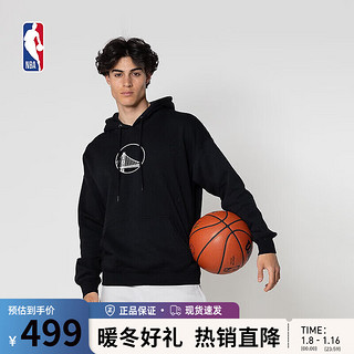 NBA 勇士队 库里 穿梭系列男子秋冬新款运动休闲连帽加绒卫衣外套 黑色 S