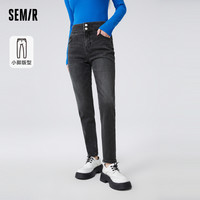 森马 Semir牛仔裤女修身小脚裤显瘦简约风气质时尚冬季发热长裤女士保暖