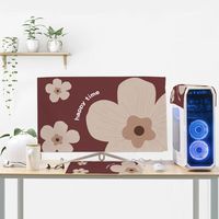 琉滋台式电脑防尘罩家用屏幕主机盖巾套装全键盘防灰罩子可爱 暗夜小花 32英寸三件套