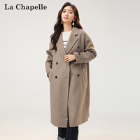 拉夏贝尔 La Chapelle 毛呢大衣女2024春季赫本风过膝百搭复古羊毛呢子外套