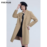 5+FIVE PLUS女冬装100%羊毛呢外套女西装领呢子长大衣宽松