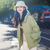 TANBOER 坦博尔 冬季羽绒服女短款连帽韩版廓形百搭小个子冬外套