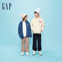 Gap 盖璞 男女童冬季新LOGO仿羊羔绒保暖卫衣儿童装加绒连帽衫836797