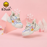 B.Duckbduck小黄鸭童鞋女童运动鞋宝宝鞋子冬二棉小童加绒鞋棉鞋潮 米色A 33码 码内长约20.8cm