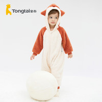 童泰(TONGTAI)婴儿连体衣秋冬宝宝衣服儿童珊瑚绒连帽哈衣休闲外出抱衣爬服 红色 73cm