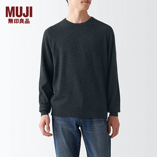 MUJI 無印良品 无印良品 MUJI 男式 牦牛绒混羊毛 圆领毛衣 长袖针织衫 炭灰色 L