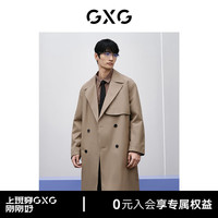 GXG男装 棕色翻领长款风衣外套24年春季GFX10800971 棕色 165/S
