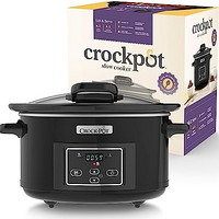 CROCK-POT 升降和服务式数字慢炖锅，带有锅盖和可编程倒数计时器，4.7升，CSC052,220 / 240伏