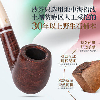 沙芬（SAVINELLI）意大利手工石楠木烟斗P426阿沃里奥象牙实木过滤烟斗男士 【光面606斗型 撞球式弯斗 大号】