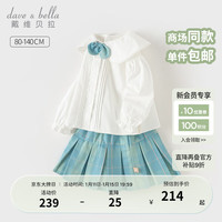 戴维贝拉（DAVE＆BELLA）女童半裙套装洋气宝宝衣服学院风儿童上衣短裙两件套2024春装 蓝绿格 80cm （身高73-）