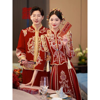 泰勒马丁丝绒秀禾服新娘婚纱2023中式婚服结婚敬酒礼服古装嫁衣婚服 23703丝绒款(仅女装) S