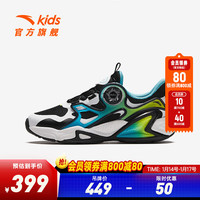 ANTA安踏儿童运动鞋男大童鞋2024春季旋钮扣翼星时尚休闲鞋 黑/安踏白/湖水蓝-2 39码
