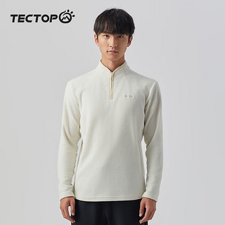 TECTOP 探拓 抓绒衣男户外防风保暖立领柔软舒适  45ZR 馥月白 L