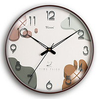 Tazxin电波挂钟家用创意时钟北欧墙免打孔自动对时万年历圆形时钟表客厅 【自动对时一电波钟】三原色 12英寸(30厘米)