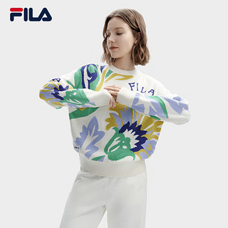 FILA 斐乐V&A联名大艺术家织衫女子毛衣2024时尚宽松满印上衣 165/84A/M