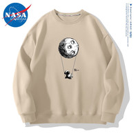 NASA ADIMEDAS潮牌卫衣男秋冬季加厚外套长袖t恤男女同款装圆领打底衫 卡其（月球秋千） L(110-125斤)