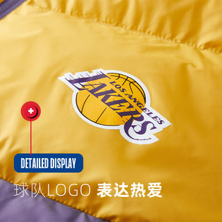 NBA球队故事系列 勇士队/湖人队/凯尔特人 秋冬男子拼色宽松羽绒服 洛杉矶湖人/黄色 XL