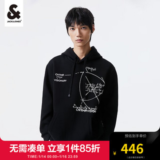 杰克琼斯 杰克·琼斯（JACK&JONES）加绒卫衣潮男休闲通勤上班连帽宽松男223433111 E40黑色 170/92A/S