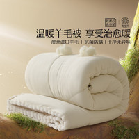 水星家纺阳光卷毛A类100%澳洲羊毛双人加厚冬被约8.9斤220*240cm白 100%羊毛加厚冬被(抗菌白色) 220cm×240cm