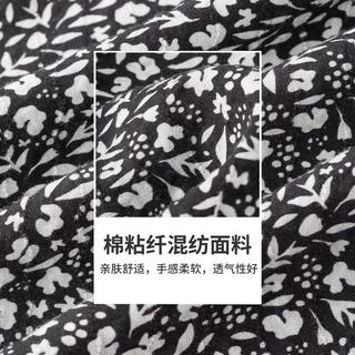 INMAN 茵曼 欧根纱碎花气质长裙春秋款花苞袖提花印花a字连衣裙子