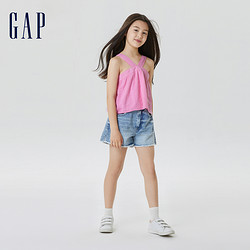 Gap 盖璞 女童夏季新款洋气一字领吊带衬衫儿童装洋气清爽上衣664327