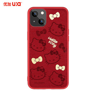 优加【Hello Kitty】适用苹果13手机壳iPhone13保护套 全包硅胶超薄防摔鎏金压印皮质简约商务 可爱多 【苹果13】鎏金压印·可爱多