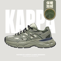 KAPPA卡帕男女同款加绒运动鞋老爹鞋潮流休闲保暖棉鞋 榆树绿/开心果黄【加绒款】 39