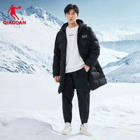 中国乔丹羽绒服男中长款连帽鸭绒防风保暖男士抗静电外套