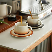 肆月复古咖啡杯碟家用陶瓷拿铁杯挂耳咖啡杯 对杯