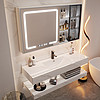 柜之阁 简约浴室柜组合 60CM双层岩板无缝盆+智能方镜